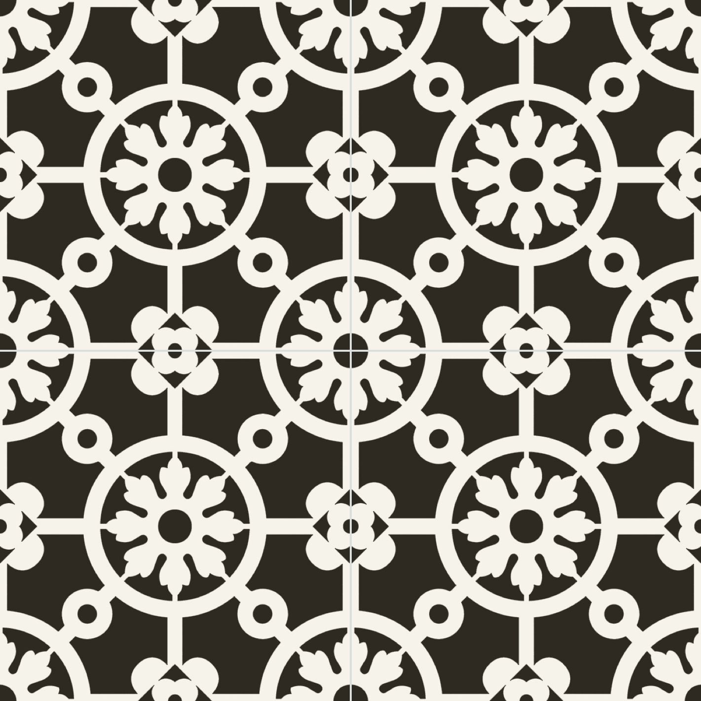 Bercy Nero 8x8 Matte Finish Porcelain Patterned Tile