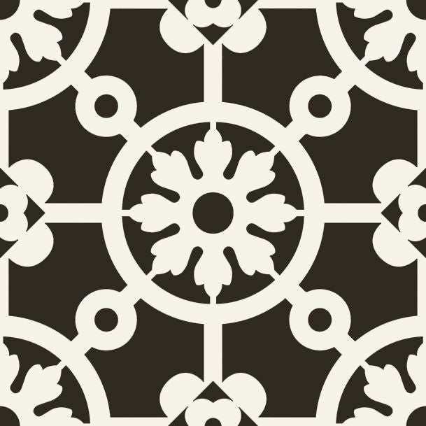 Bercy Nero Pattern 8x8 Matte Porcelain Decorative Tile