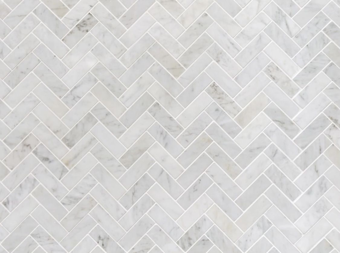 Carrara Herringbone 1x3 Polished Finish Marble Backsplash
