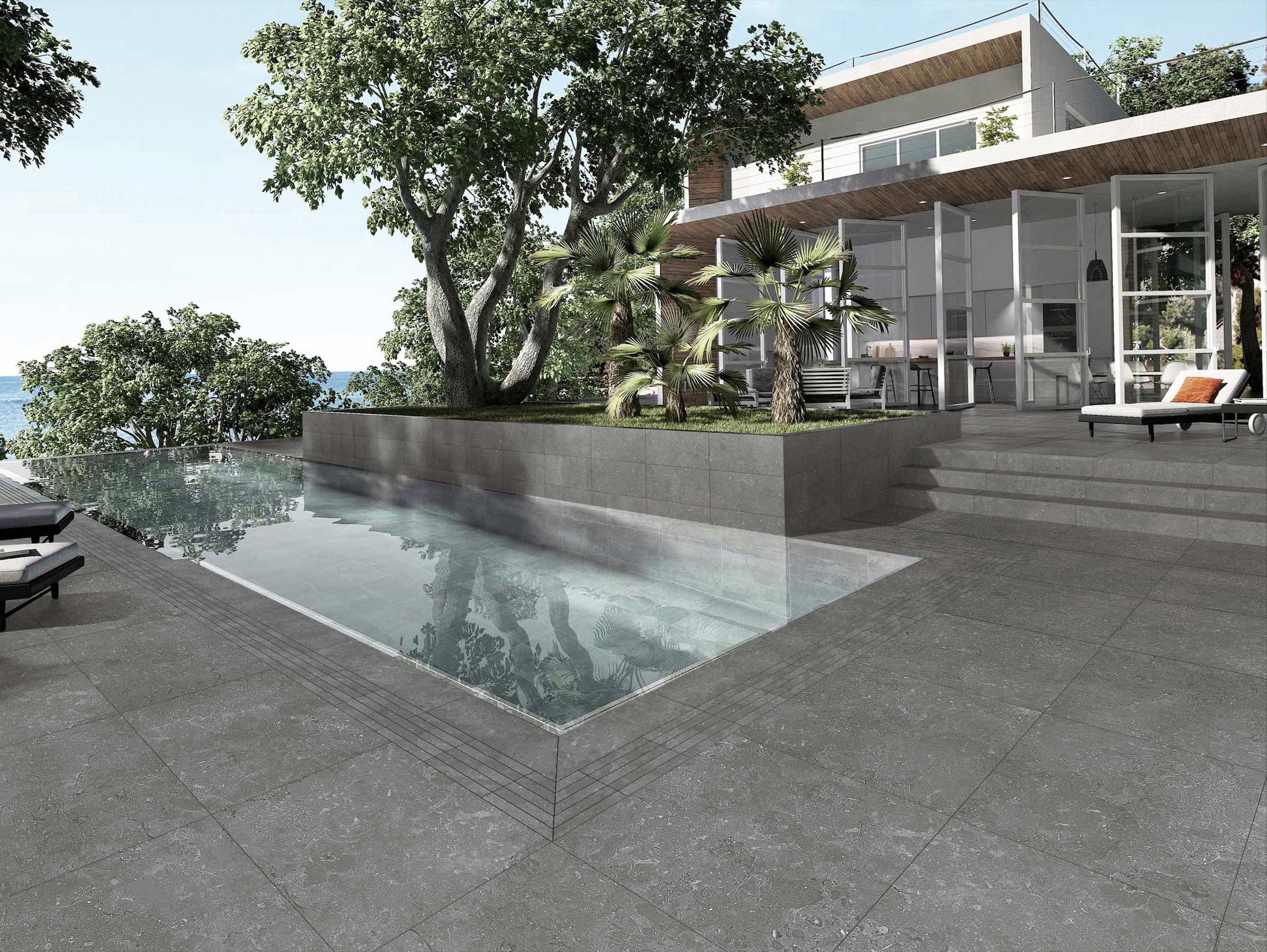Dolomite Dark Grey 24x24 Matte Outdoor Deck Tile (2Cm)