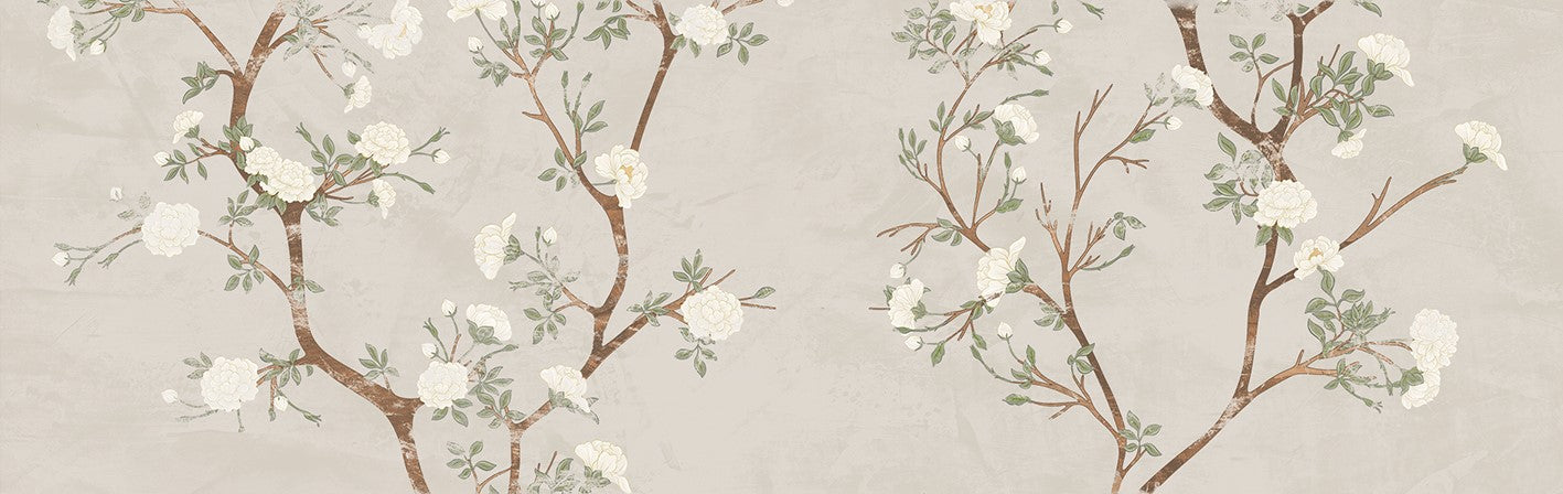 Enya Almond Nude Floral 12x40 Matte Ceramic Decorative Tile - B