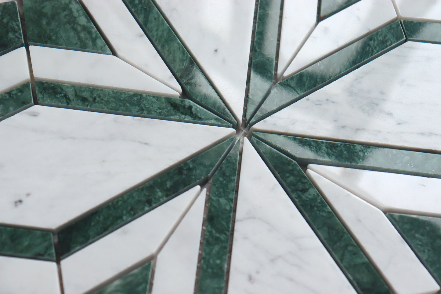Floral Cararra/Verde 12"x12" Marble Tile
