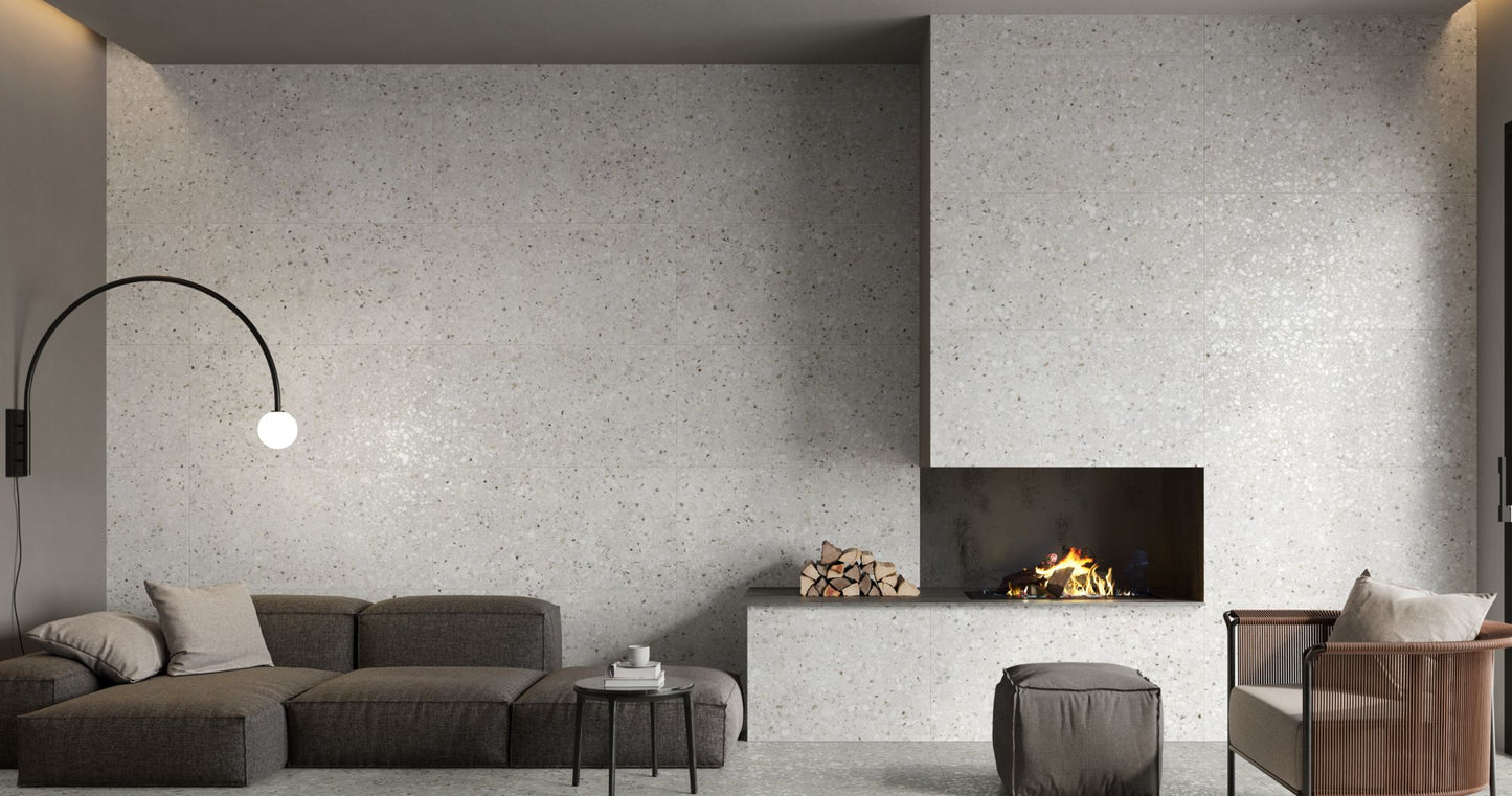 Frammenta Bianco 24x24 Matte Finish Terrazzo Tile Porcelain