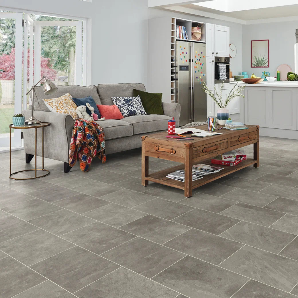 Karndean Rigid Core Grey Riven 12"x18" Luxury Vinyl Flooring
