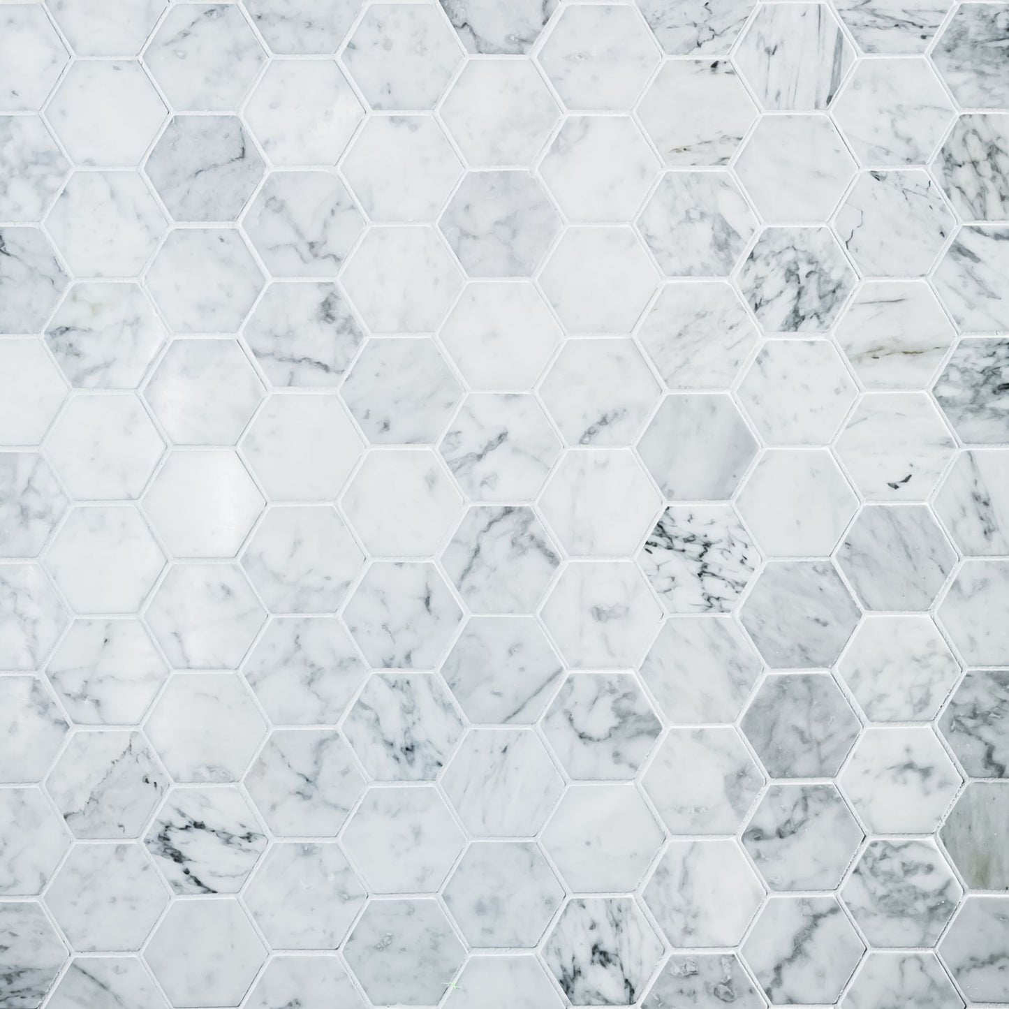 Hex Carrara 2x2 Polished Finish Marble Mosaic