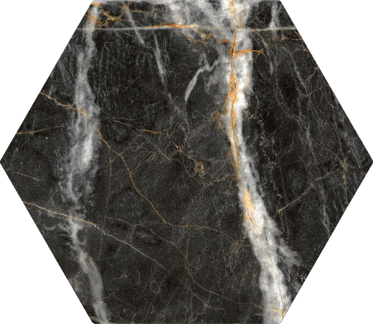 Hex Marquina Gold Matte 8"x9" Decorative Porcelain Tile