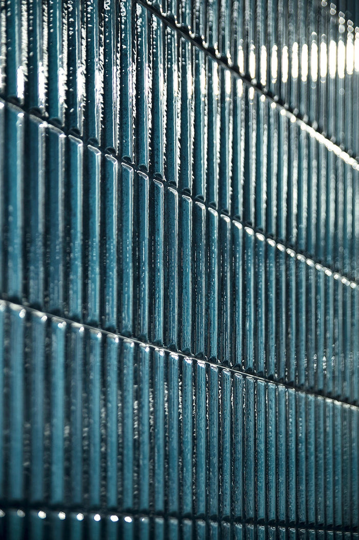 Homey Stripes Blue Fluted 12x24 Polished Porcelain Decorative Tile