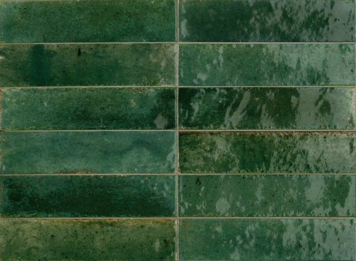 Lume Green 2x9 Polished Porcelain Subway Tile for Backsplash & Wall
