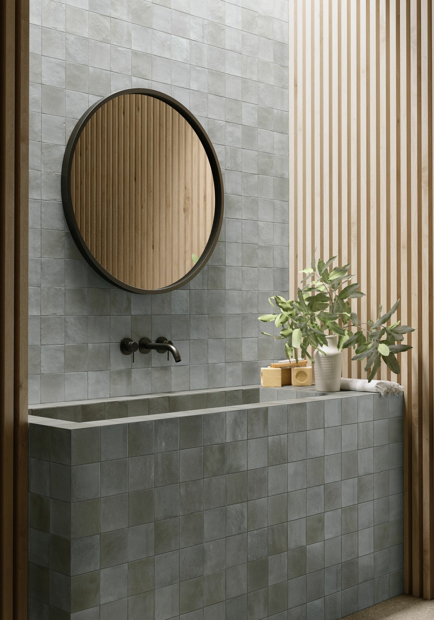 Melange Glicine 4x4 Polished Finish Zellige Tile Backsplash