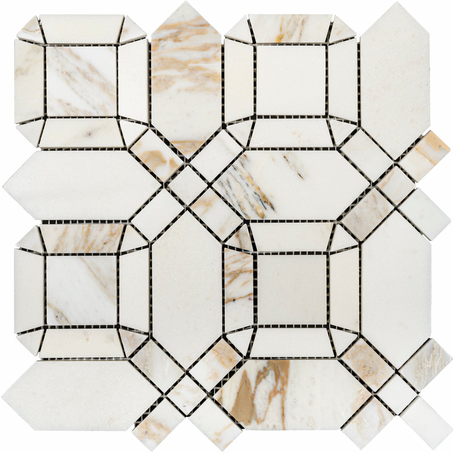 Monet Gold 12x12 Polished Finish Marble Mosaic Tile