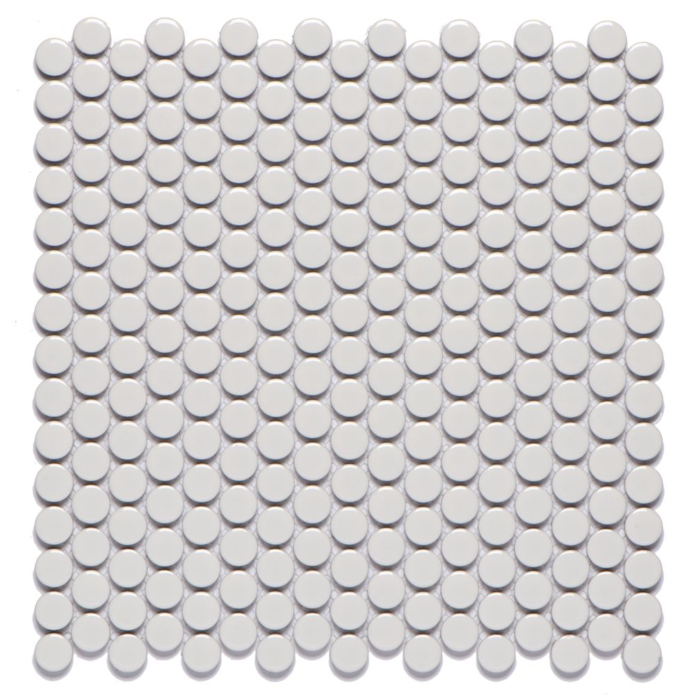 Penny White Polished Finish Porcelain Mosaic Tile