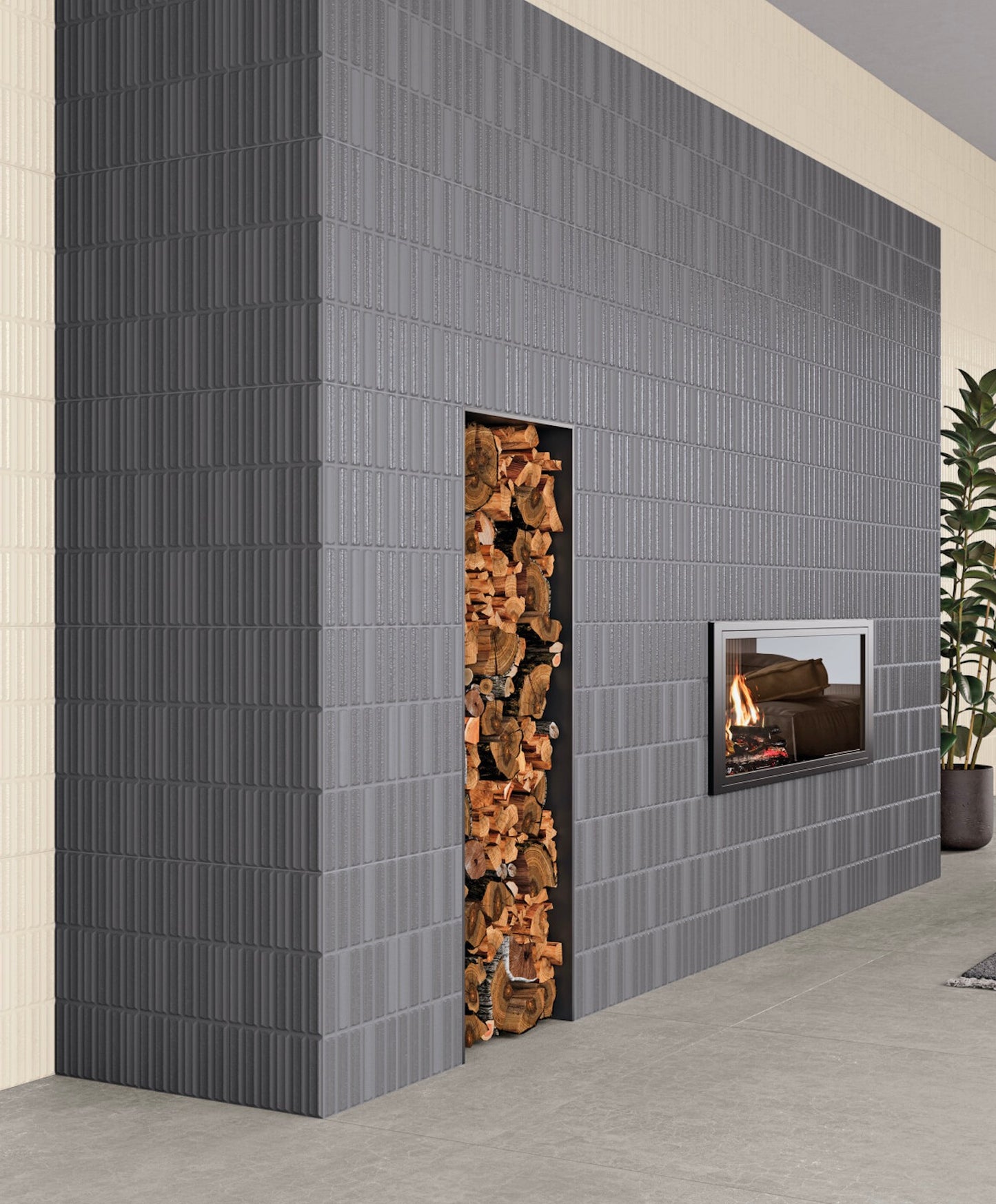 Moves Anth 8x16 Matte/Polished Finish Fluted Backsplash Tile