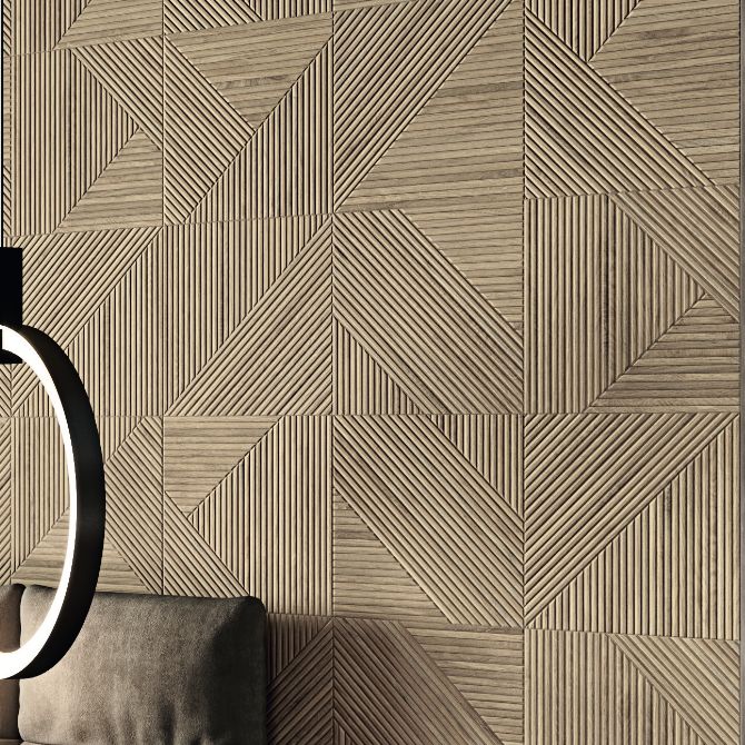 Tangram Walnut 12x40 Matte Wood Look Ceramic Wall Tile