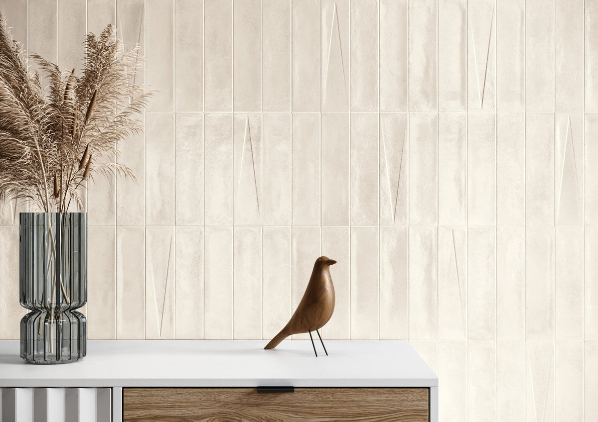 Bari Sand Decor Glossy 2"x10" Subway Ceramic Tile