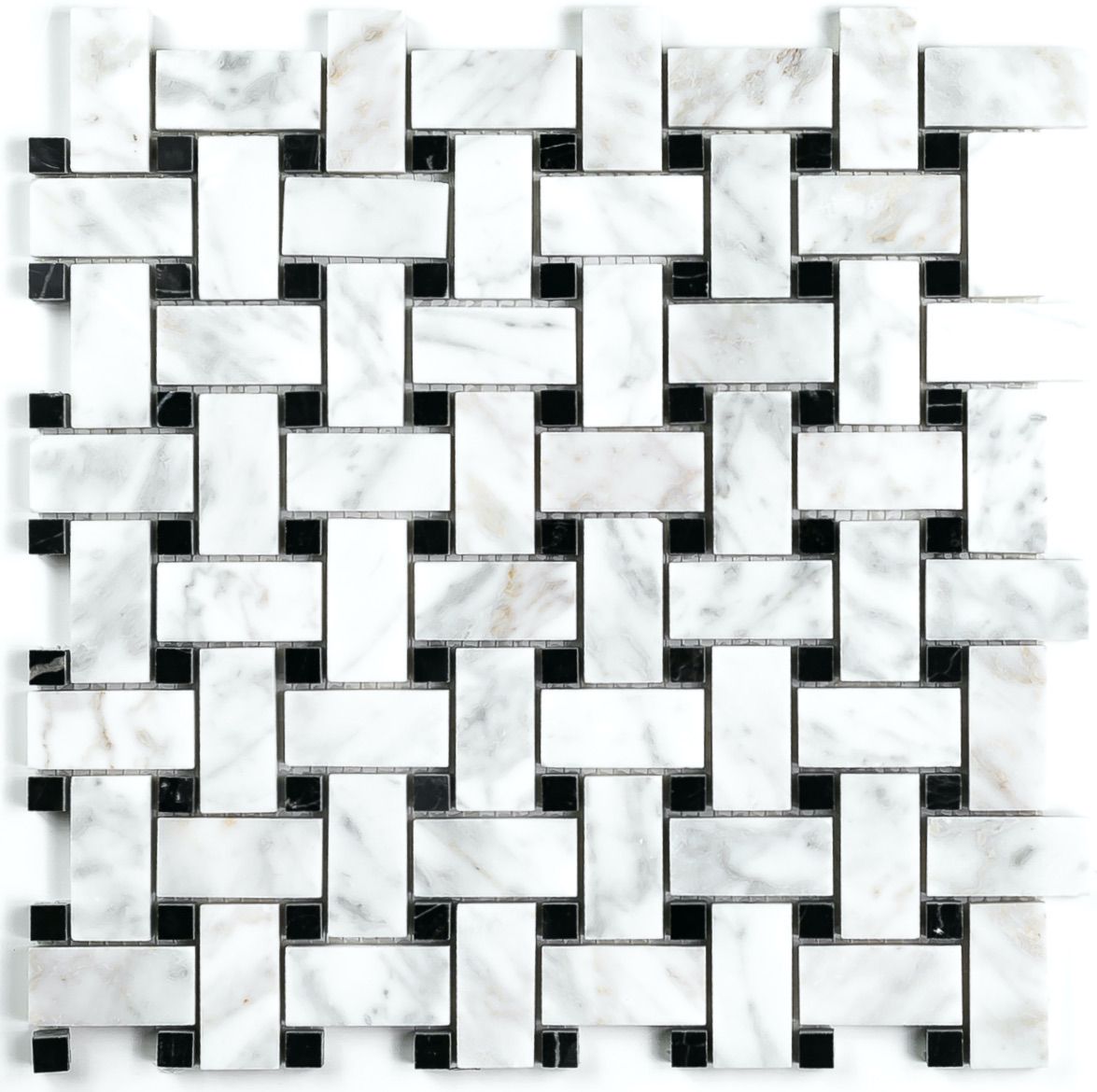 Basket Weave Carrara Polished Finish Marble Mosaic
