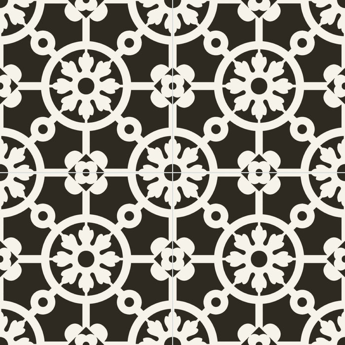 Bercy Nero Pattern 8x8 Matte Porcelain Decorative Tile