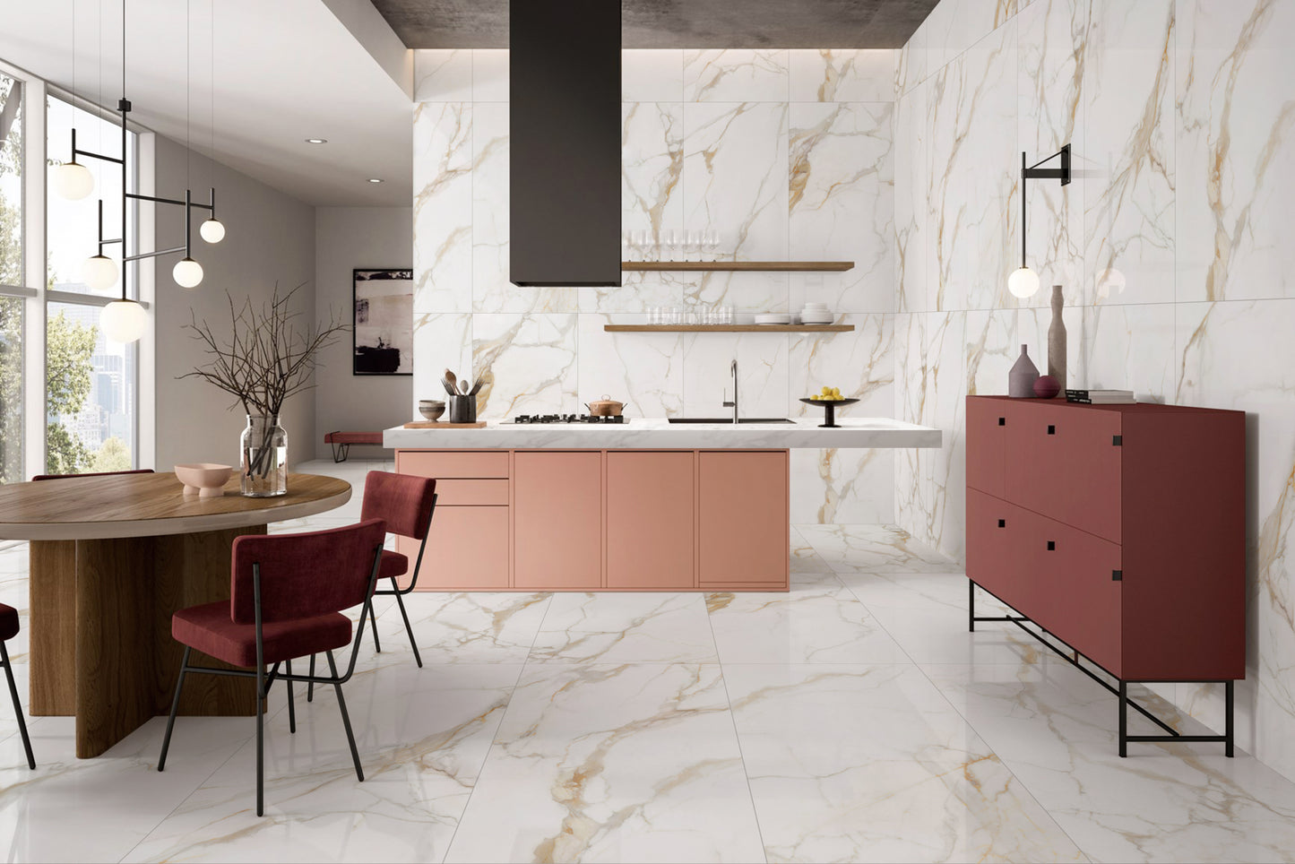 Calacatta Premium 24x48 Polished Marble Look Porcelain Tile