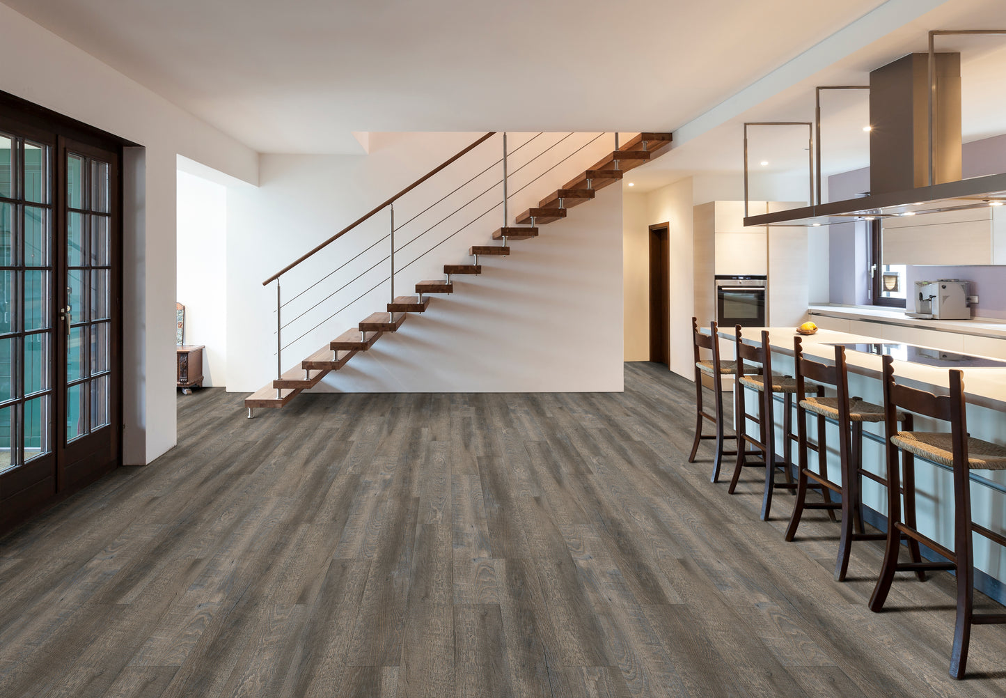 EnduraStride Series Ridge Runner Grey 2mm Vinyl Flooring 7"x48"