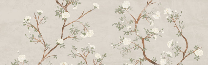 Enya Almond Nude Floral 12x40 Matte Ceramic Decorative Tile - A