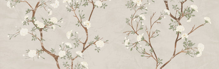 Enya Almond Nude Floral 12x40 Matte Ceramic Decorative Tile - B