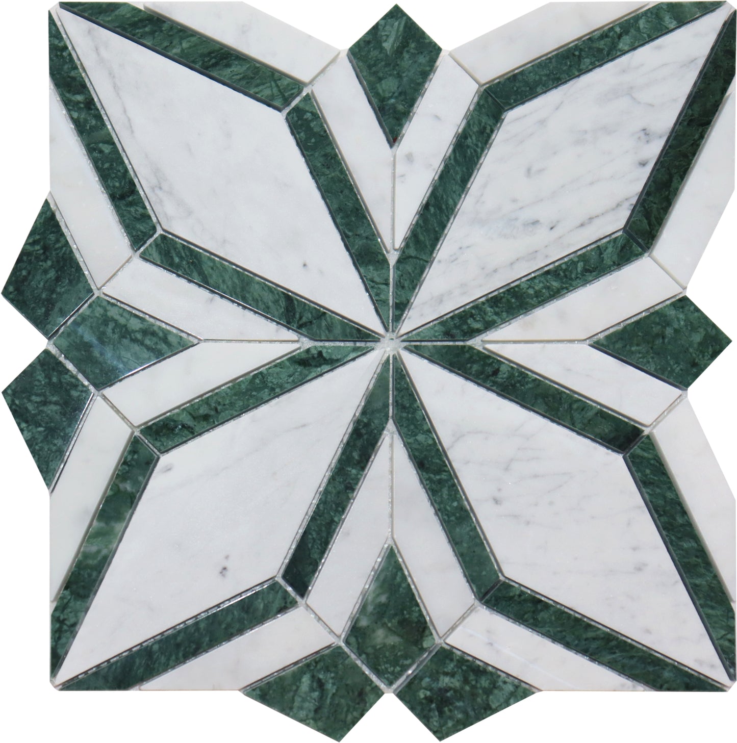 Floral Cararra/Verde 12"x12" Marble Tile
