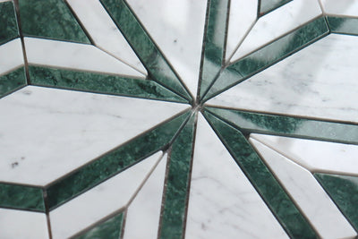 Floral Cararra/Verde 12"x12" Marble Tile