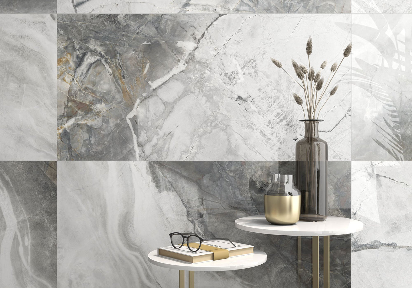 Invisible Grey 24x48 Polished Marble Look Porcelain Tile