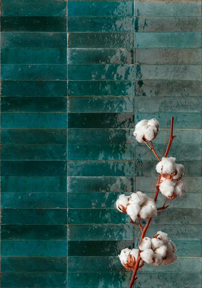 Lume Blue 2x9 Polished Finish Porcelain Subway Tile Backsplash