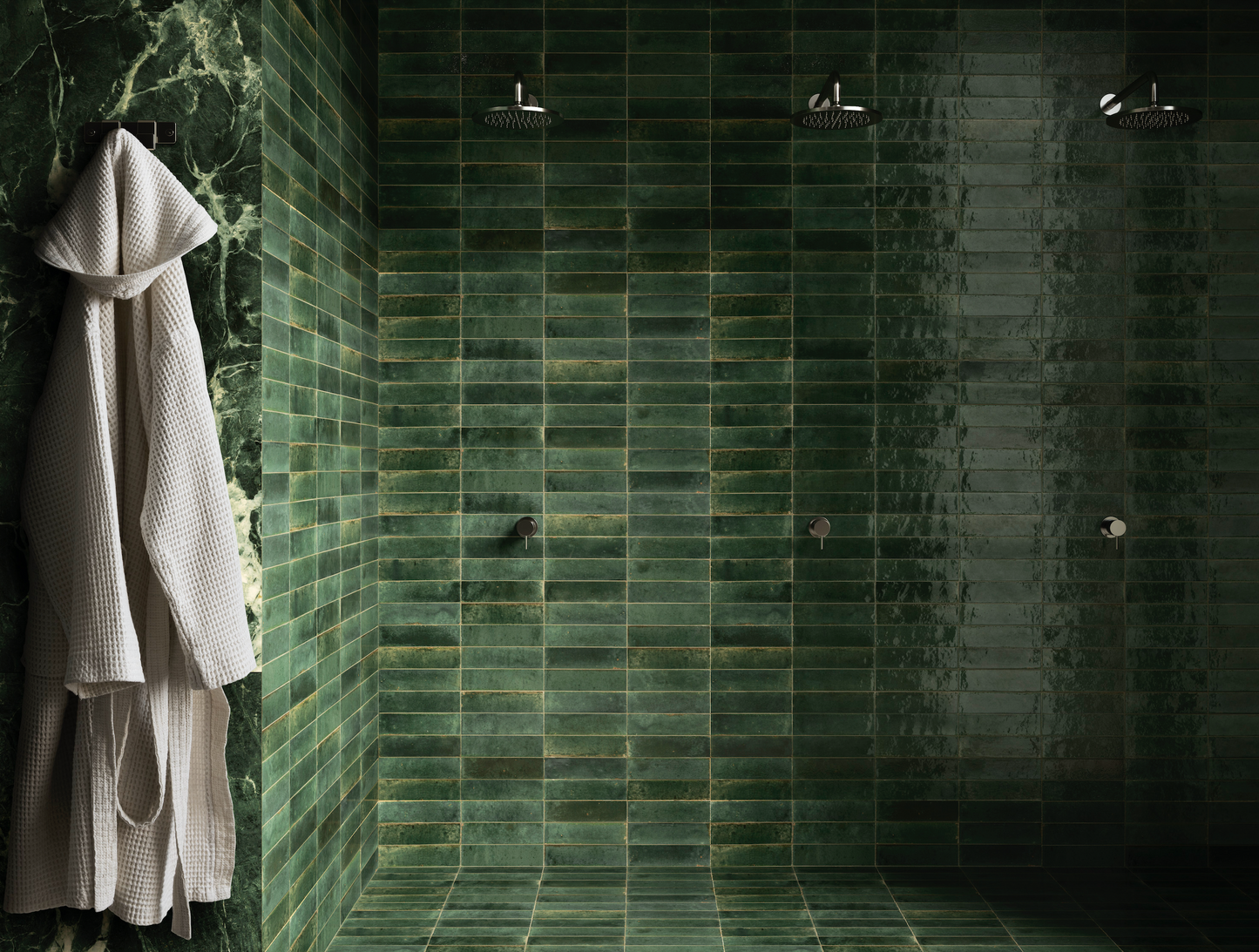Lume Green 2x9 Polished Porcelain Subway Tile Backsplash