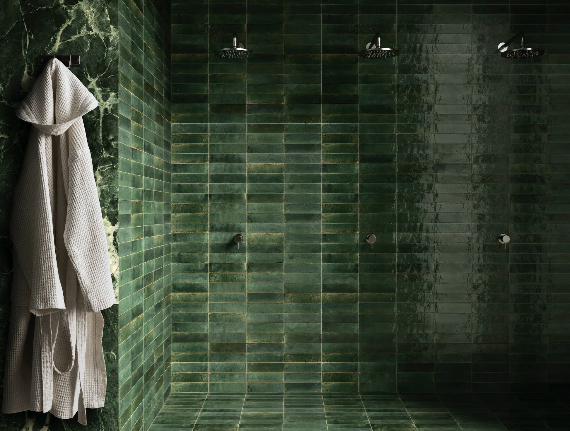 2x9 Polished Porcelain Subway Tile Backsplash in bathroom