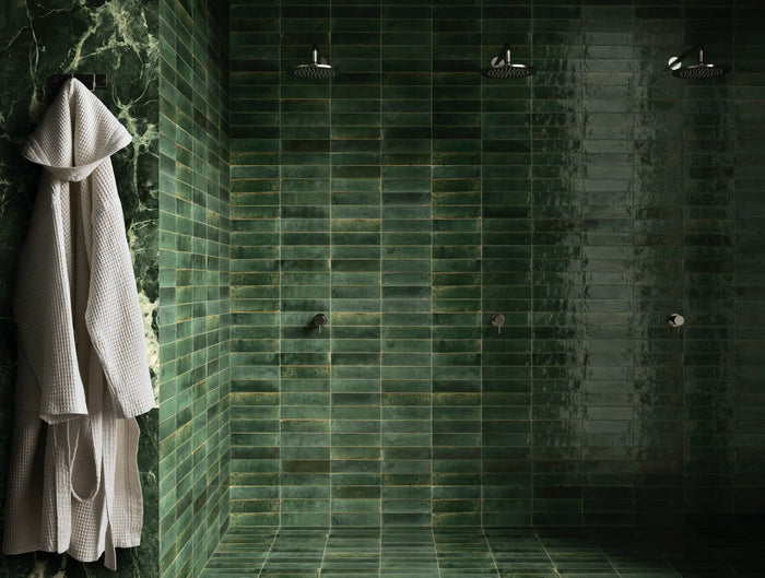 Lume Green 2x9 Polished Porcelain Subway Tile for Backsplash & Wall