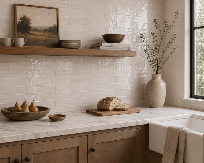 Maiolica Linen 3x12 Polished Ceramic Subway Tile - Backsplash