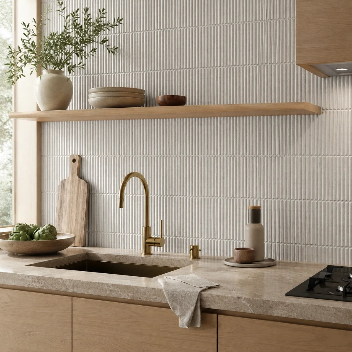 Homey Stripes White Glossy 12"x24" Decorative Porcelain Tile