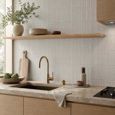 Homey Stripes White Glossy 12"x24" Decorative Porcelain Tile