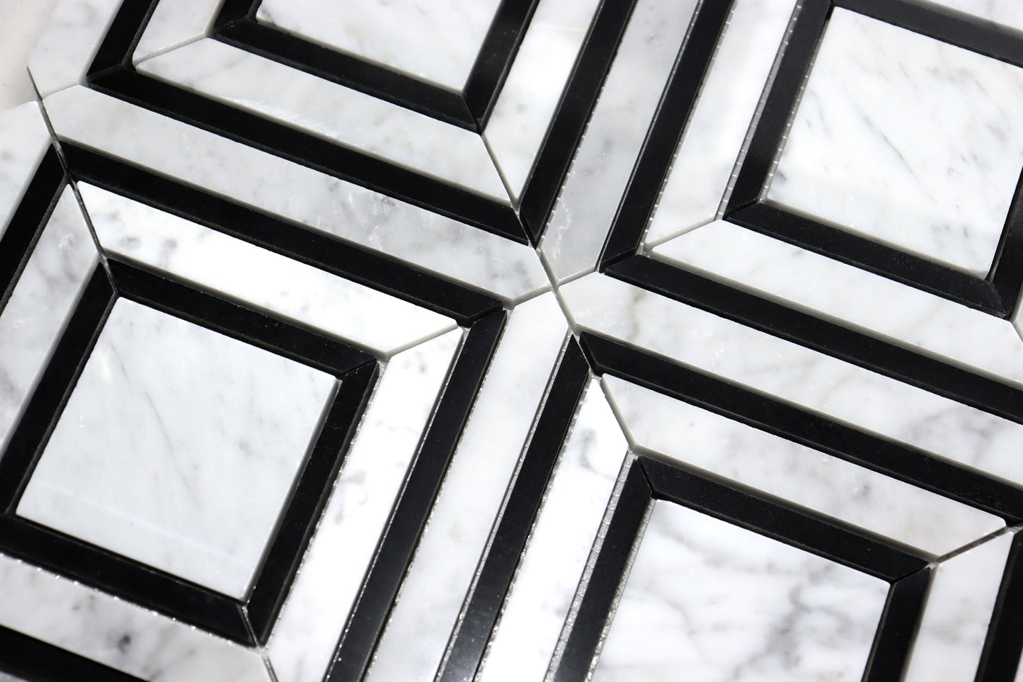 Peri Cararra White / Black 12"x12" Marble Tile