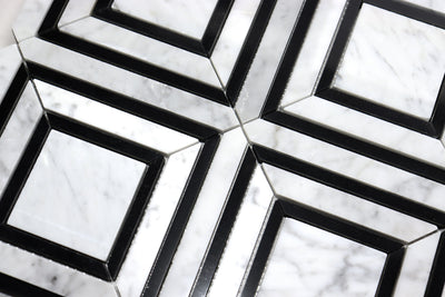 Peri Cararra White / Black 12"x12" Marble Tile