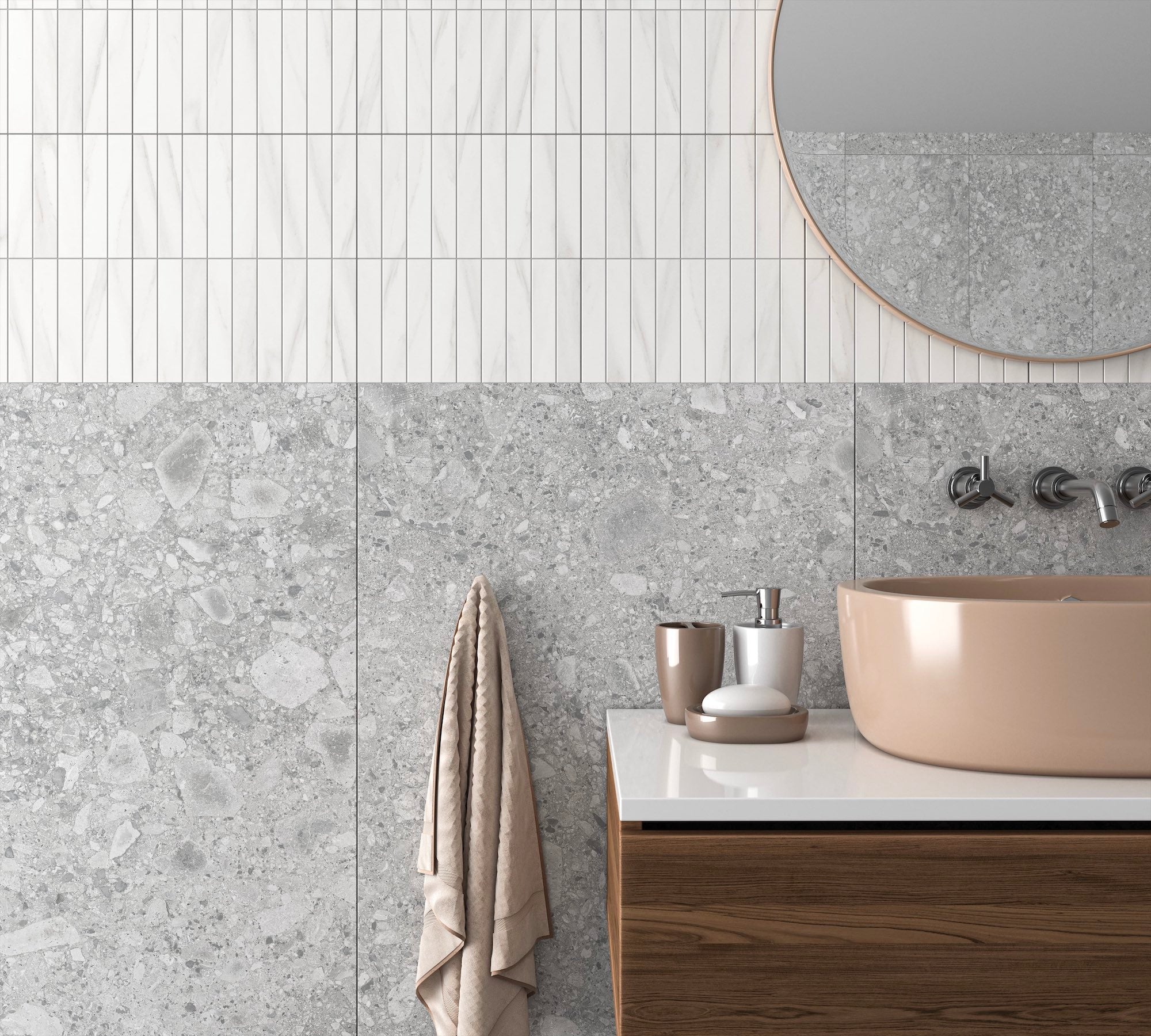 Pedregal Silver 12x24 Matte Finish Terrazzo Tile Porcelain