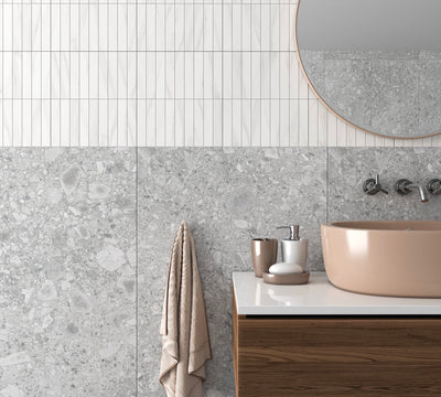 Pedregal Silver 12x24 Matte Finish Terrazzo Tile Porcelain