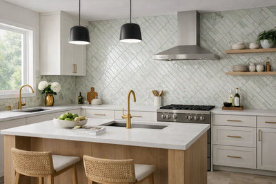 Pura Menta 2x10 Polished Porcelain Subway Tile - Backsplash