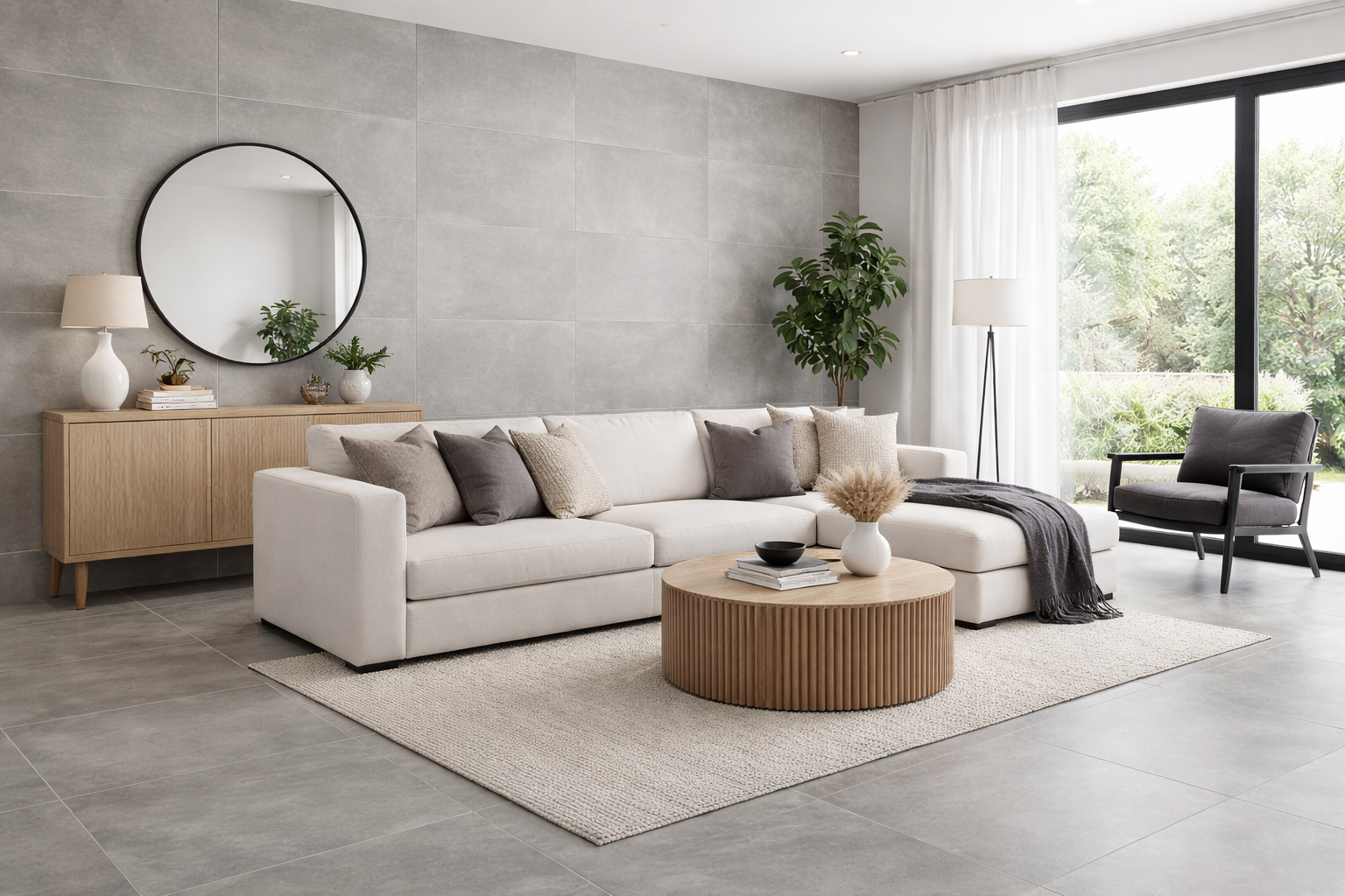 concrete-inspired porcelain tile