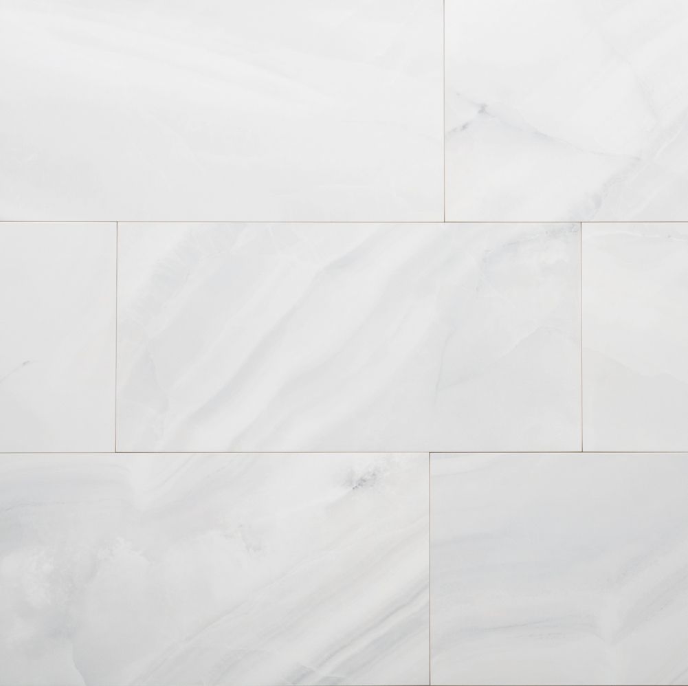 Rodas White 12x24 Polished Finish Porcelain Tile