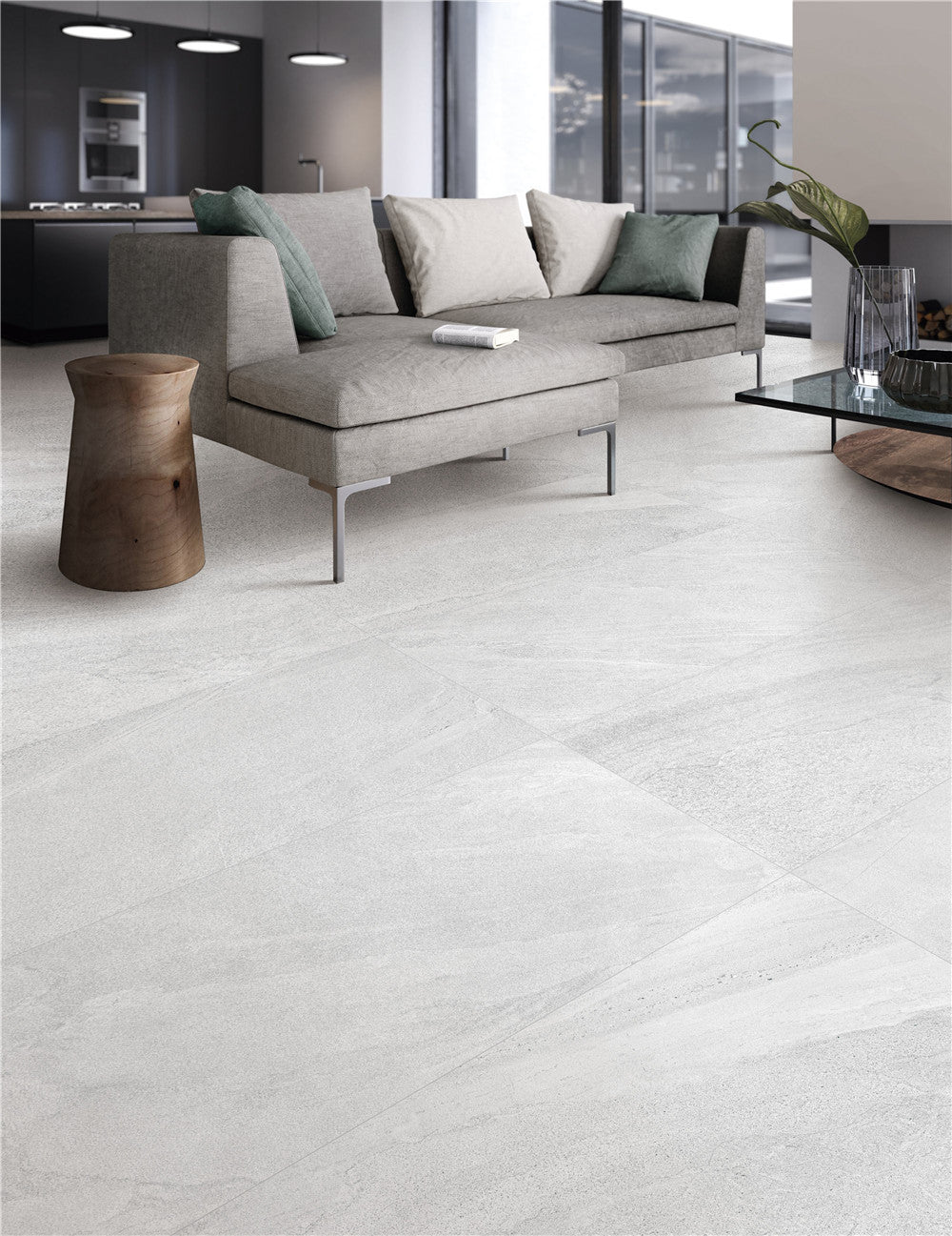 Limestone Light Grey 24"x48" Matte Finish Porcelain Tile