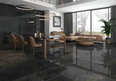 Jurassic Black 24x48 Polished Finish Porcelain Tile