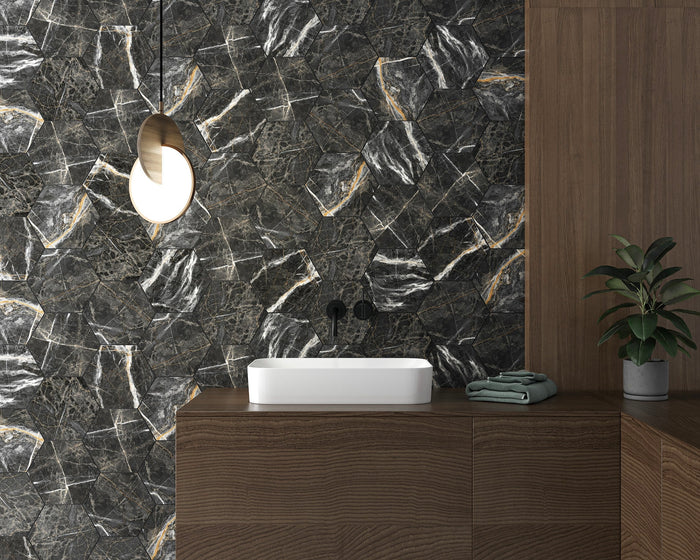 Hex Marquina Gold Matte 8