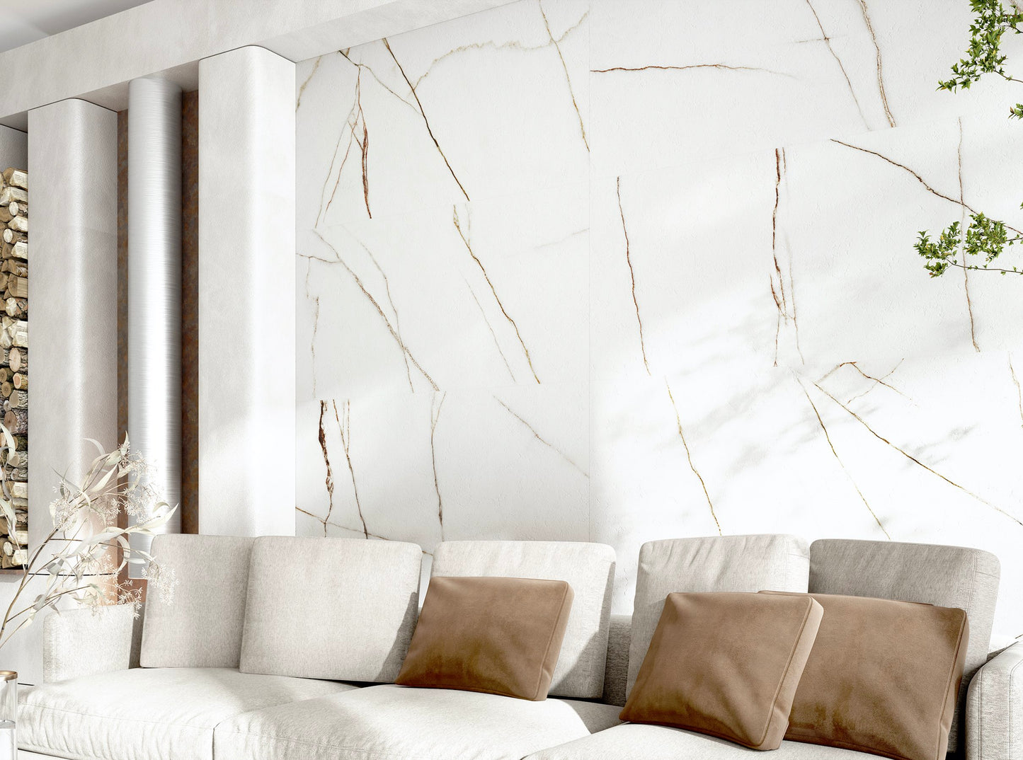 Melbourne 24x48 Polished Finish Marble Look Porcelain Tile