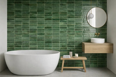 Lume Green 2x9 Polished Porcelain Subway Tile for Backsplash & Wall