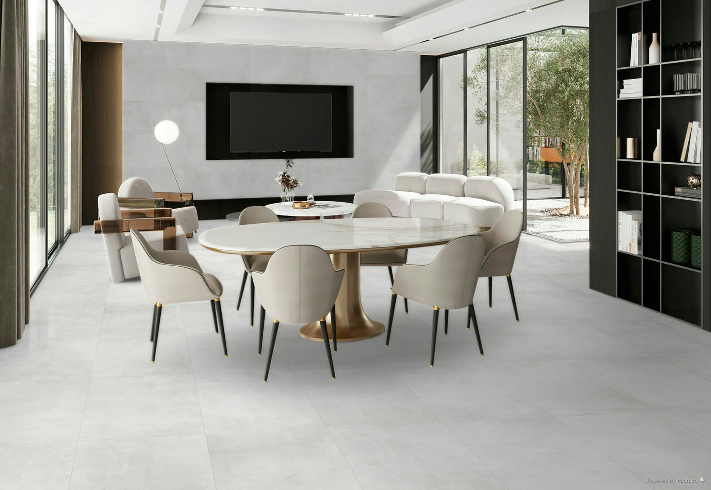 Teba White 24"x48" Matte Concrete Porcelain Tile