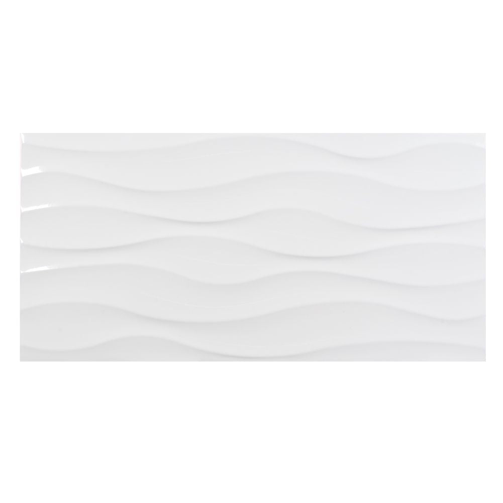 White Wavy 12x24 Glossy Finish Decorative Ceramic Wall Tile